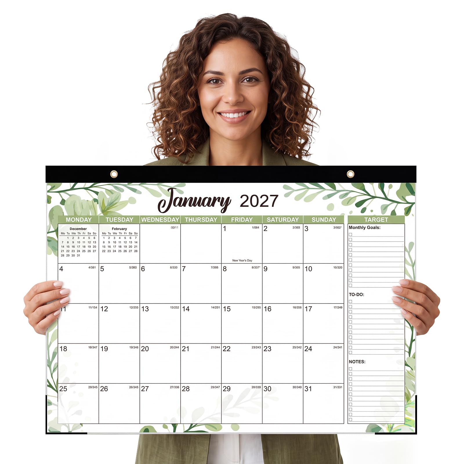 Large Wall Calendar 2027, Desk Planner from Jan.2027 to Jun.2028, 56x43cm