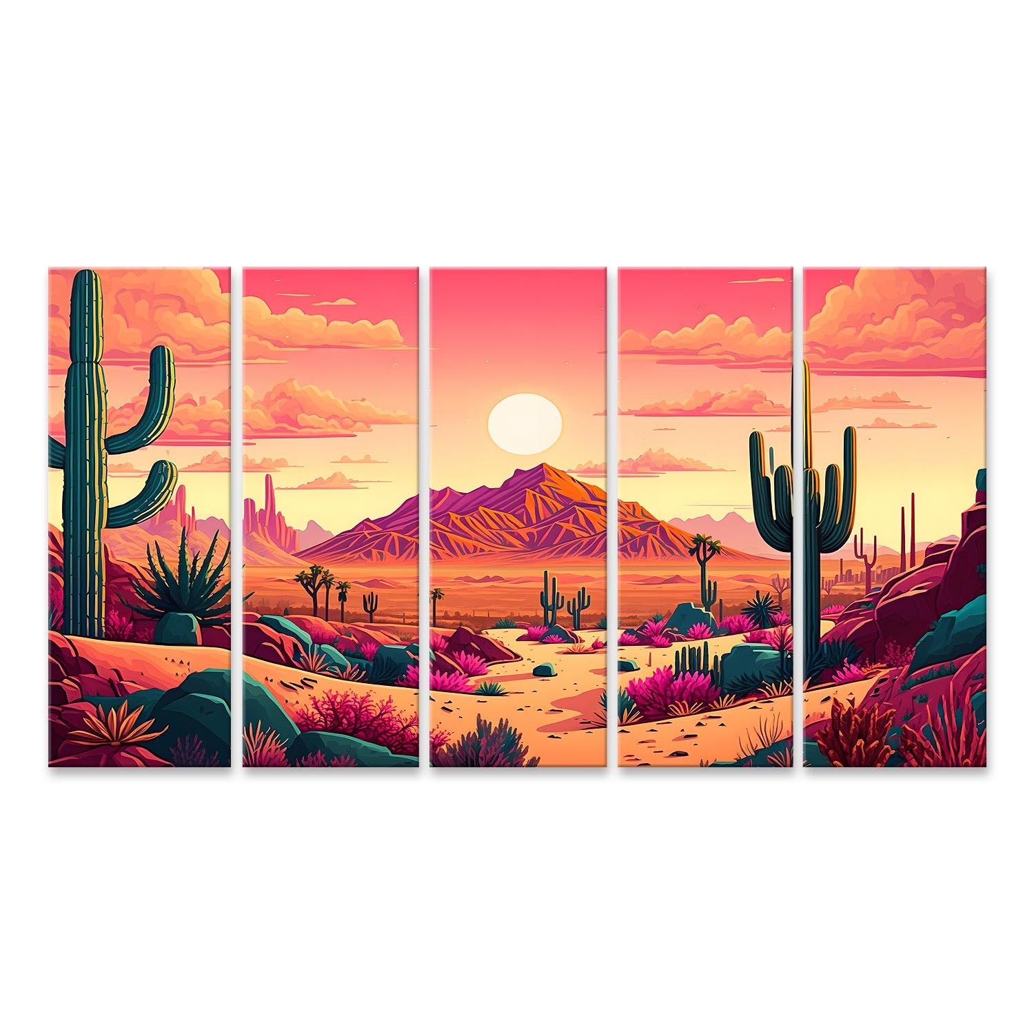 islandburner cuadro sobre lienzo desierto cactus paisaje salvaje oeste red neuronal arte imágenes murales carteles