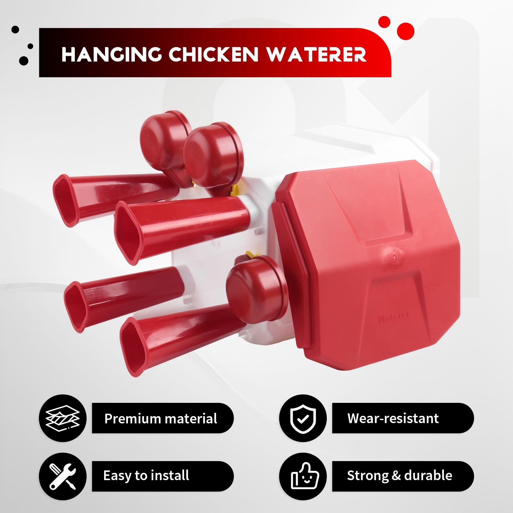 2X Bebedero Colgante para Pollos, Bebedero de Plástico para de Corral, Patas Desmontables para Pollos, Pavos, Gansos, Patos y Palomas, 7 L