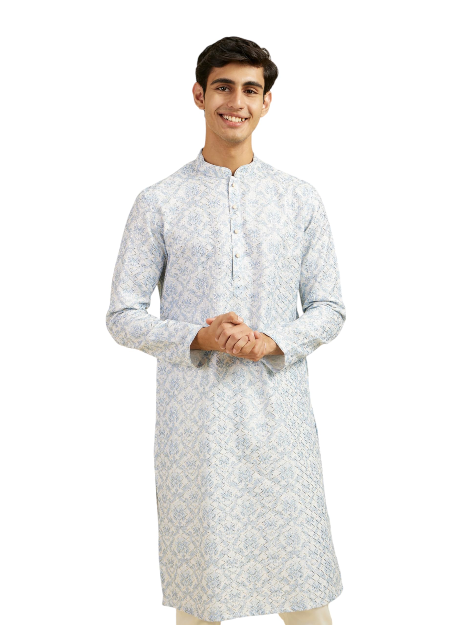 diwas by manyavar Men's Art Silk Printed Kurta (1pc)-picture-26