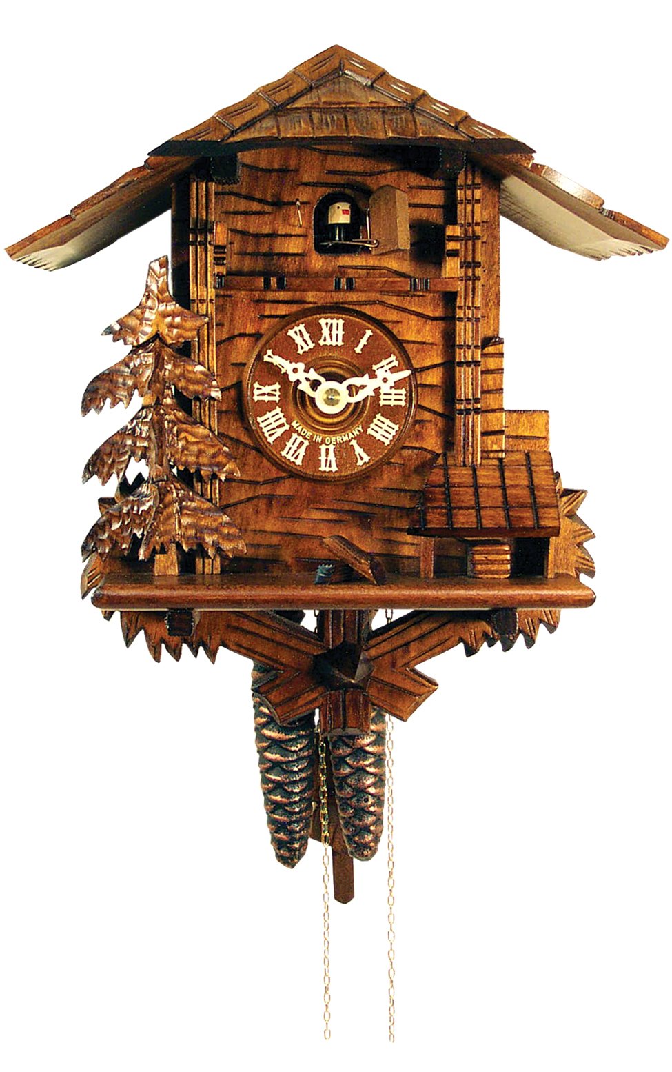 Alexander Taron Importer 437HV Engstler Weight-Driven Cuckoo Clock-Full Size-11 H x 10.75" W x 6.25" D, Brown
