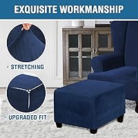 Vista 4 de ADPON Fundas otomanas cuadradas de terciopelo para otomanas, fundas protectoras para reposapiés cuadrados, fundas protectoras para taburetes de Azul