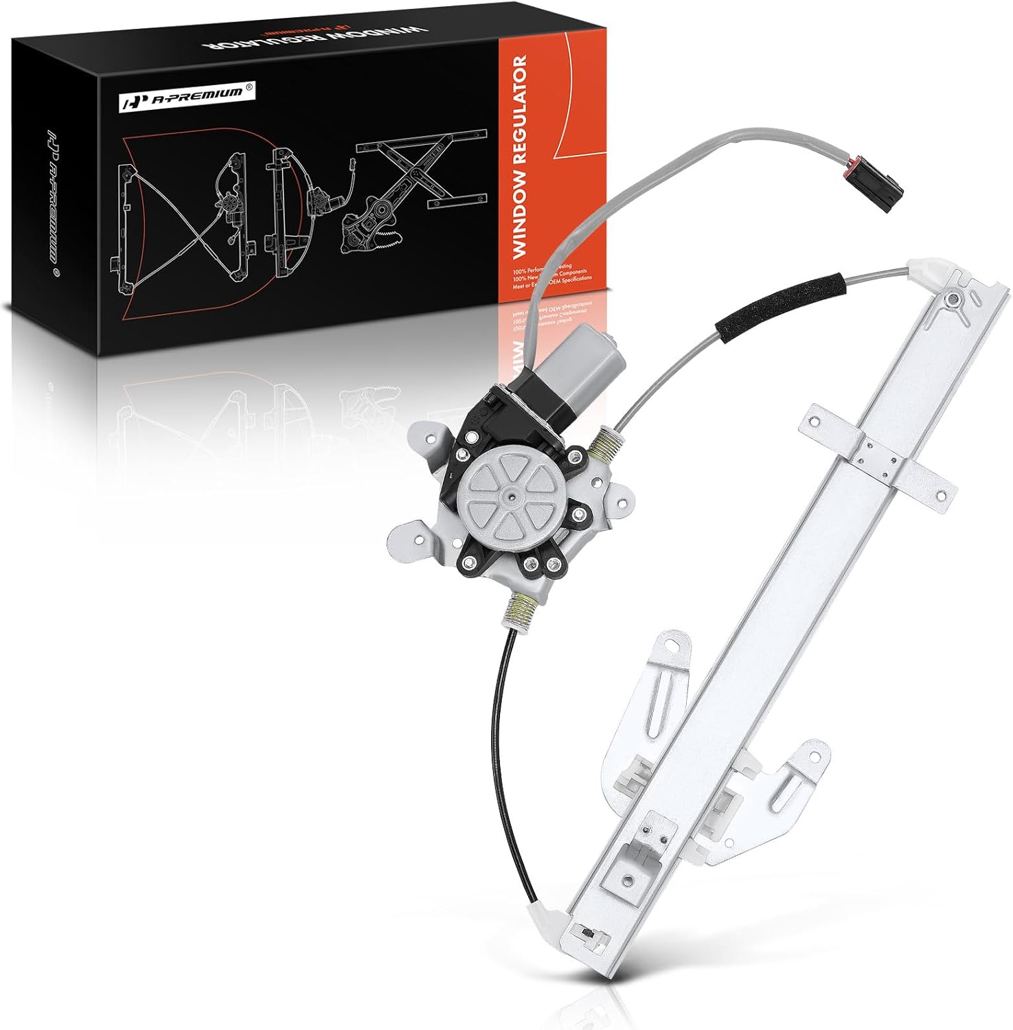 A-Premium Rear Right Passenger Side Power Window Regulator with 2-Pin Plug Motor Replacement for Xterra 2000-2004, Sport Utility Only