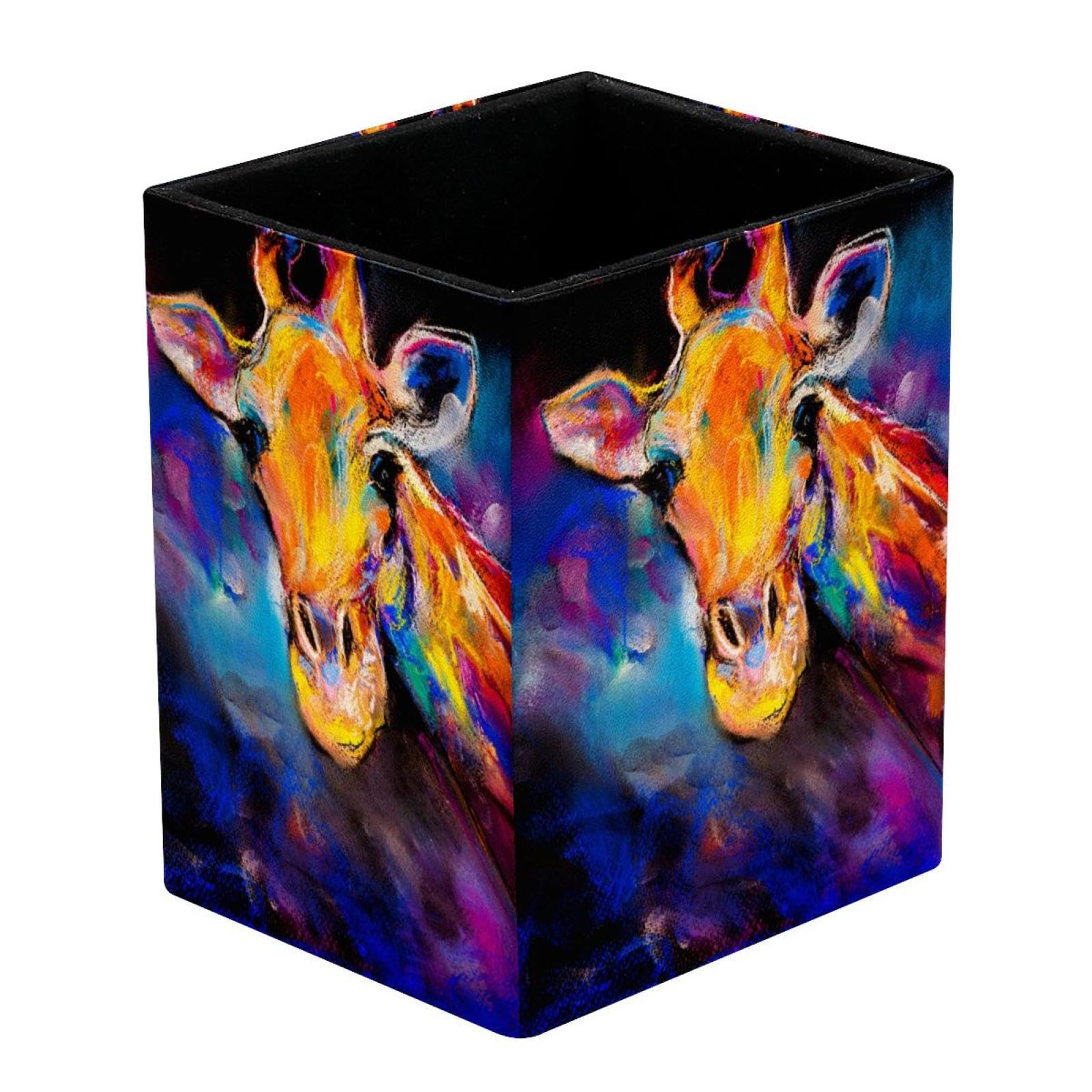 VAPOKF Pencil Holders for Desk, Giraffe Painting Art Prints Pen Holders Pen Pot Makeup Brushes Storage Desktop Stationary Supplies Organiser for Home Office