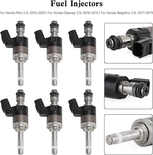 Miniatura 7 de 6 inyectores de combustible aptos para Honda Pilot 3.5L 2016-2020, Odyssey 3.5L 2018-2019, Ridgeline 3.5L 2017-2019, boquilla de inyector de