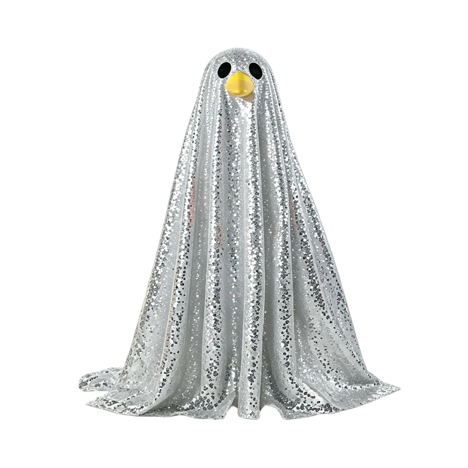 ZhzeYun Halloween Ghost Goose Costume with Shiny Sequin Decor, Ghost Statue Atmosphere Prop for Holiday Yard Decorations, 17-23 Inch Compatible B