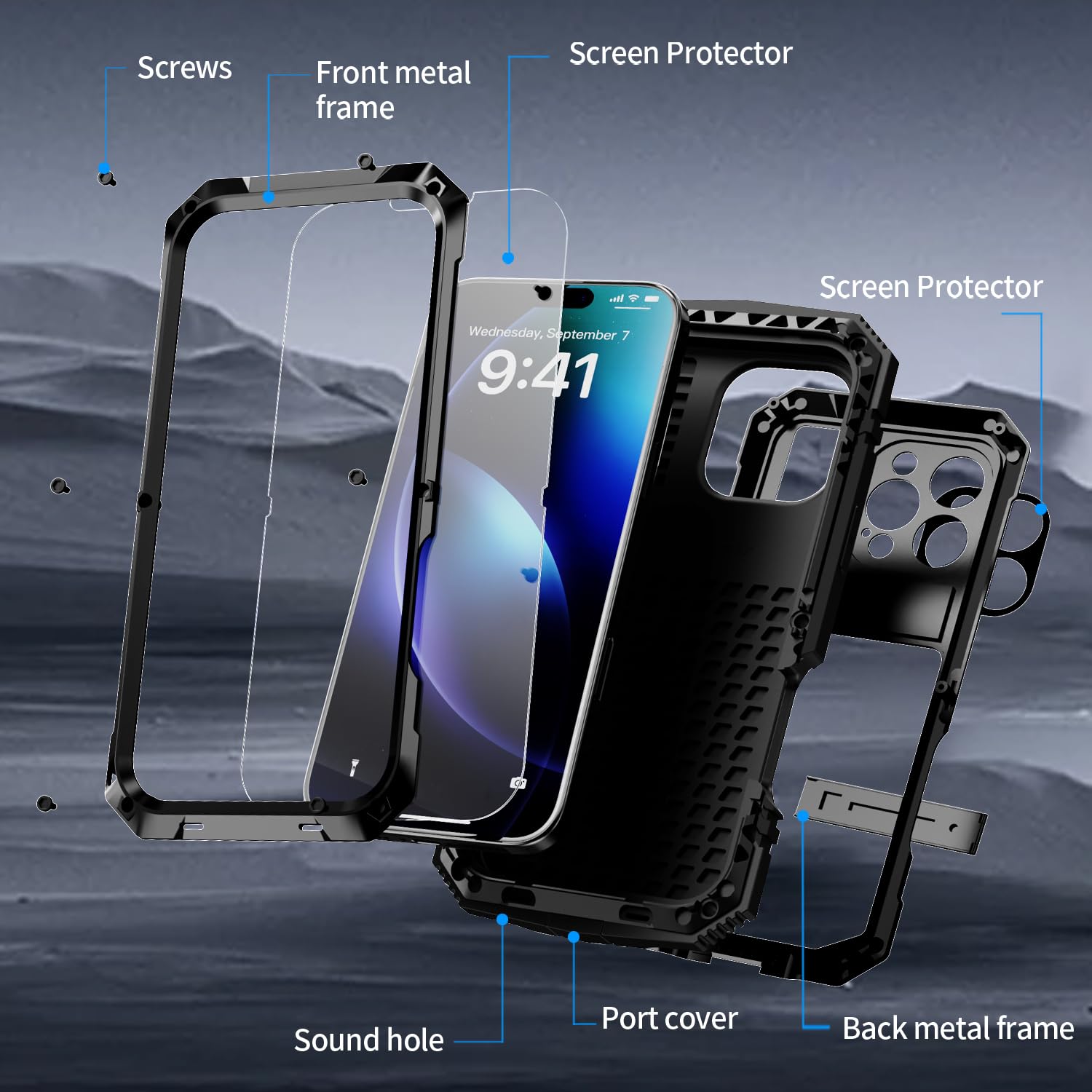 MIYIYQP Compatible for iPhone 16 Pro Max 5G Case with Stand Kickstand & Built-in Camera & Screen Protector - Image 3