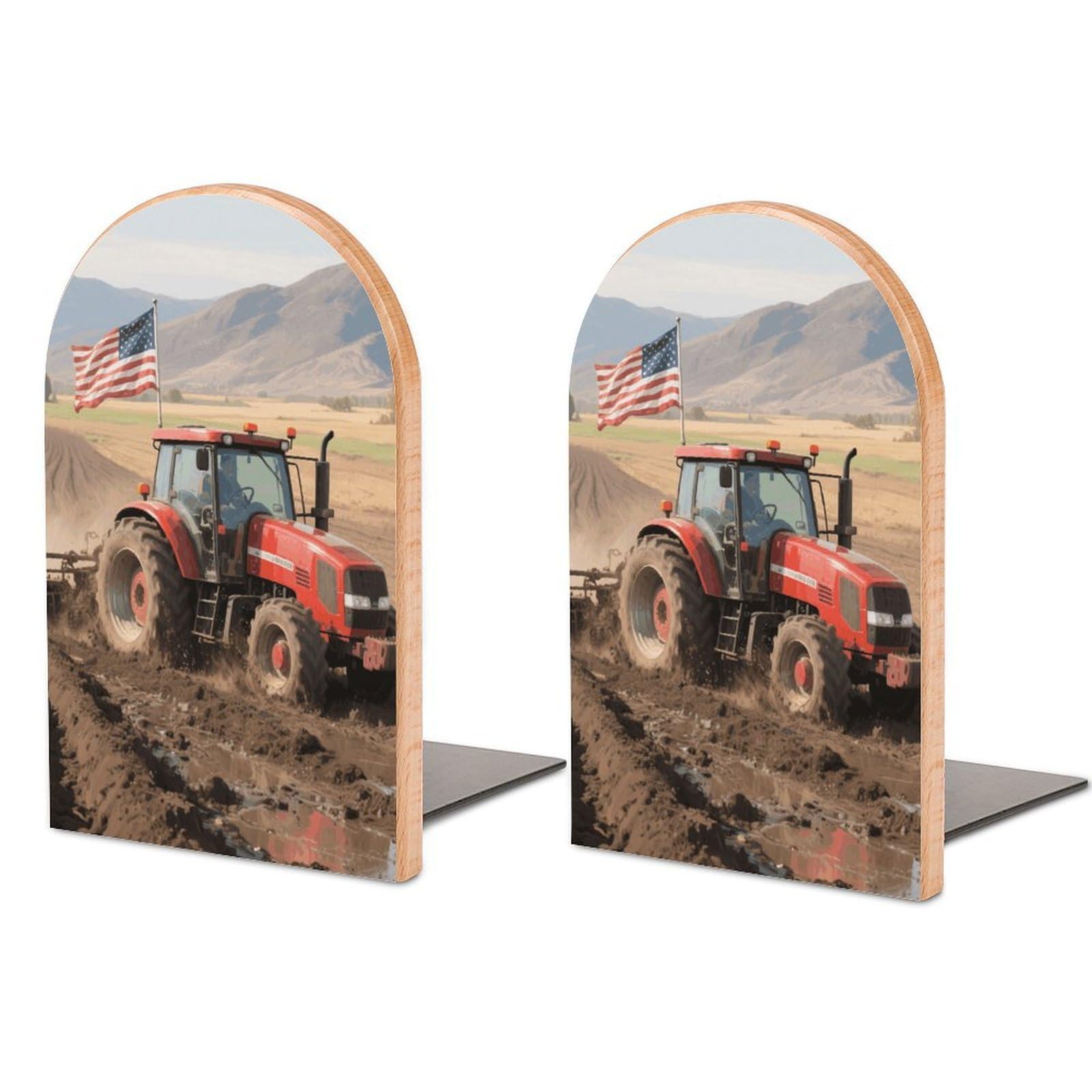 Serre-livres bois et métal de qualité supérieure avec découpe de tracteur robuste