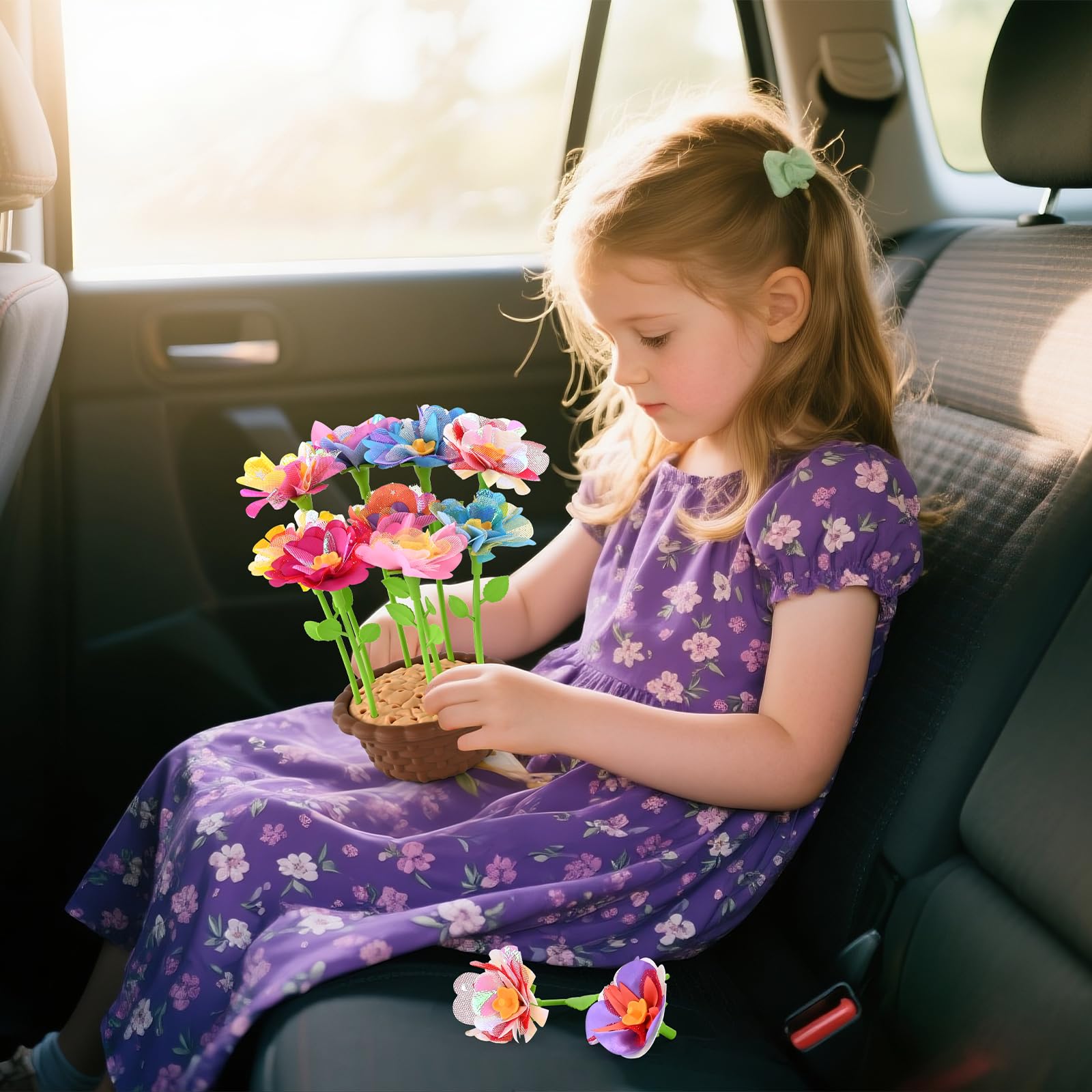 BlueSwan Regalo Giochi Bambina 4 5 6 7 8 9 10 11 12 + Anni Femmina, Pressa per Fiori, Gioco Educativ Giocattoli Sensoriali, Kit Lavoretti Creativi per Bimba, Bambine Laboratorio dei Fiori Bouquet