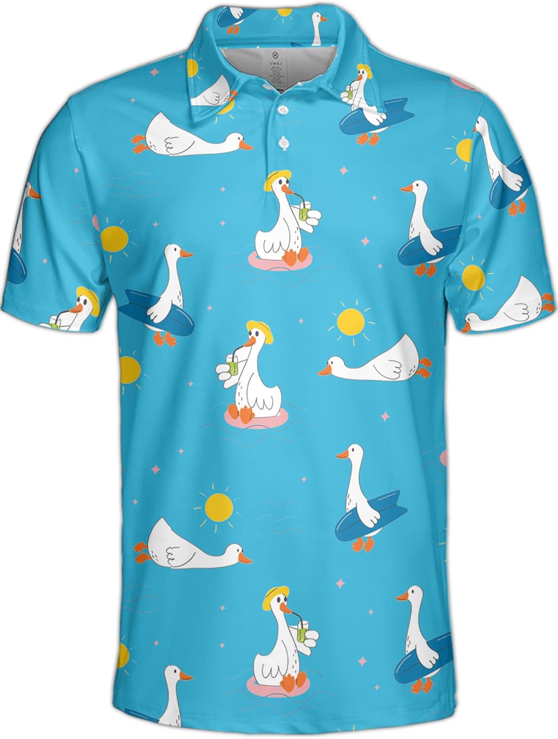 Palisar Hawaiian Polo Shirts for Men Funny Rubber Duck