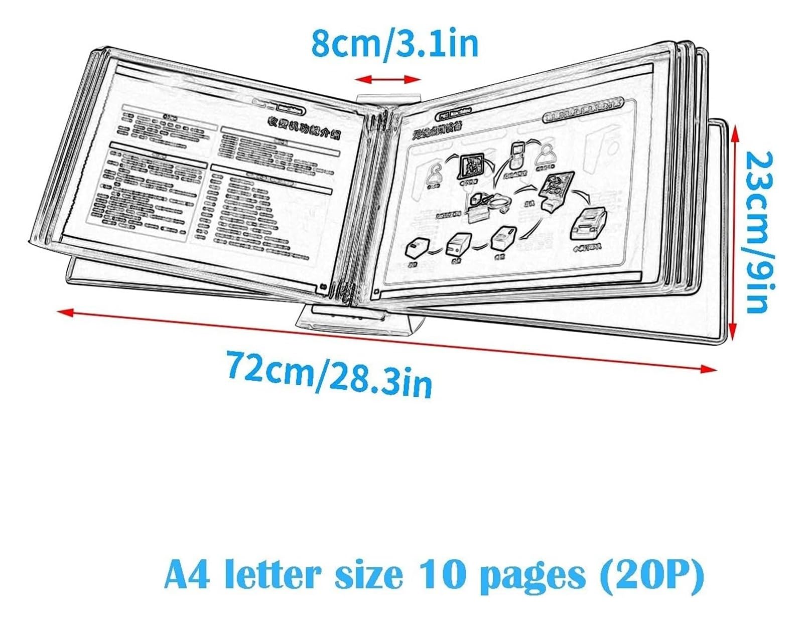 Organizer referencyjny na biurko, organizer na dokumenty - organizer referencyjny na biurko, montowany na ścianie, wyświetlacz menu, biurko (zielony)