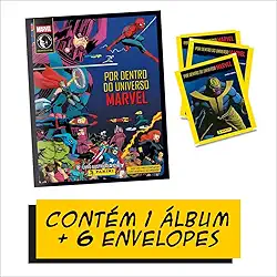 Kit C/ 1 Álbum Brochura + 6 Envelopes de Figurinhas Marvel Comics 2025