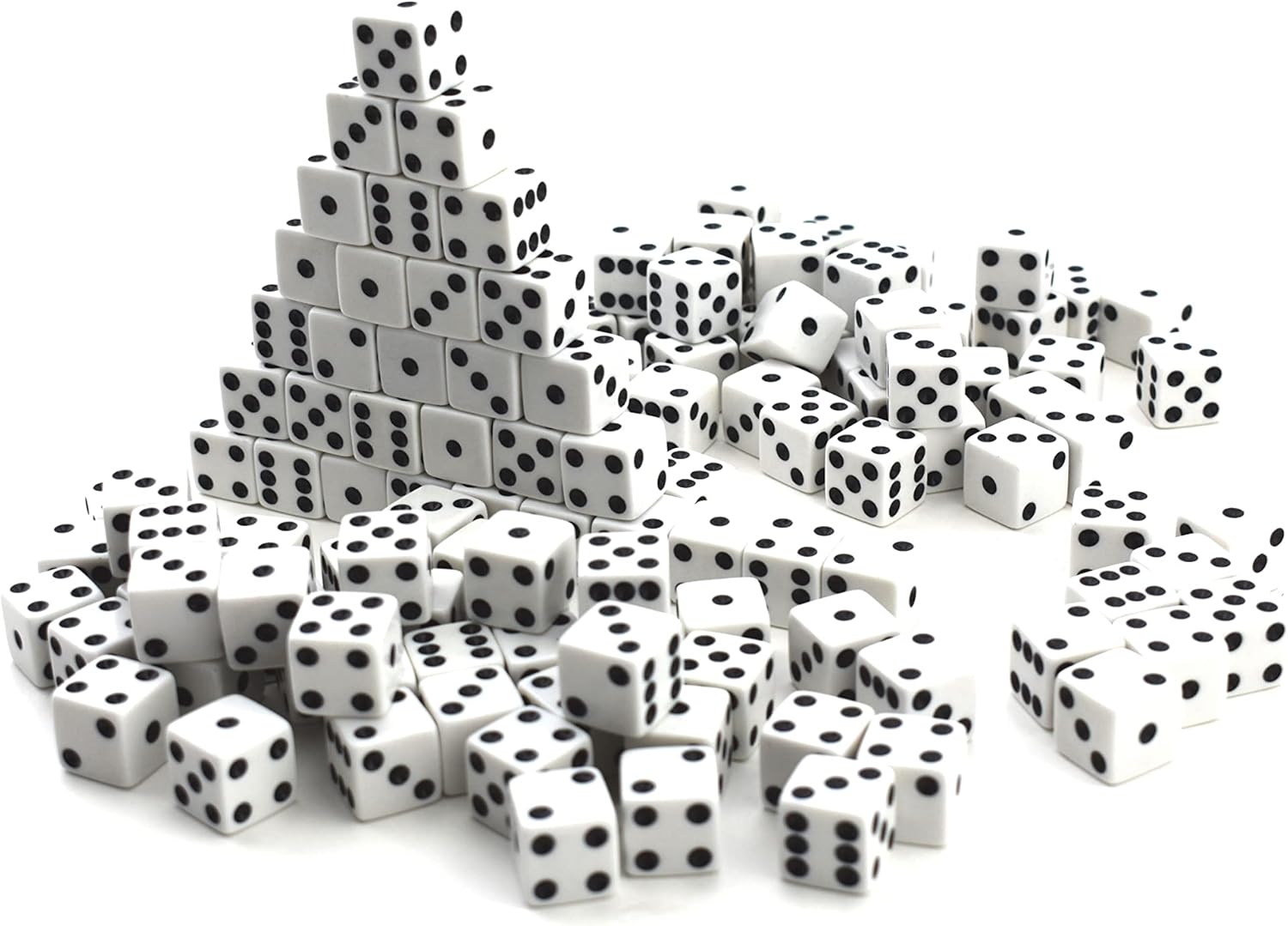 6 Sided Black and White Game Playing Dice 16mm Standard Size Acrylic (100)