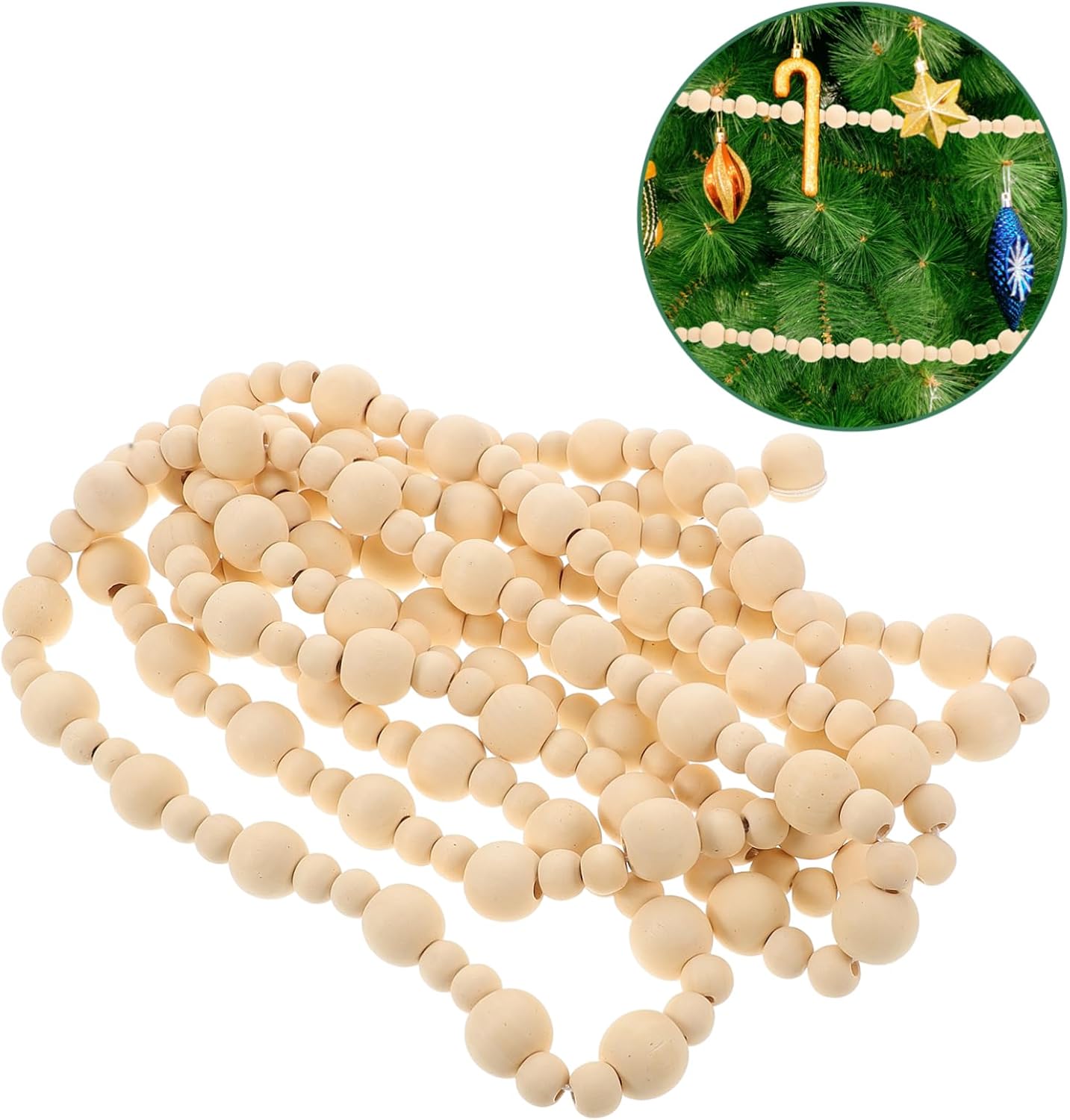 GARVALON Rustic Wood Bead Pendant for Christmas Tree Decor Hanging Ornament Wooden Beads for Festive Spirit and Unique Decorations