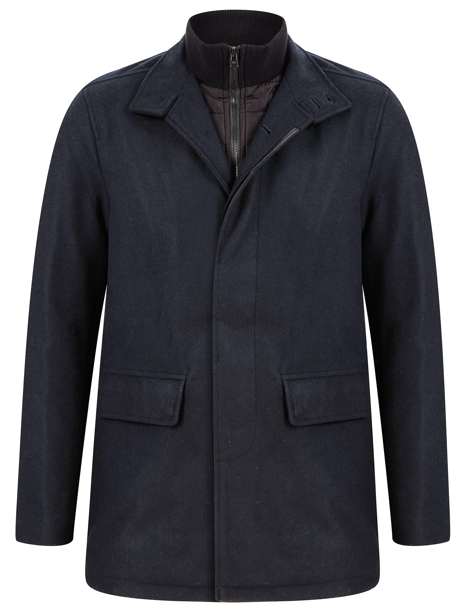 Tokyo Laundry Men's Indus Faux Wool Funnel Neck Collar Tailored Coat