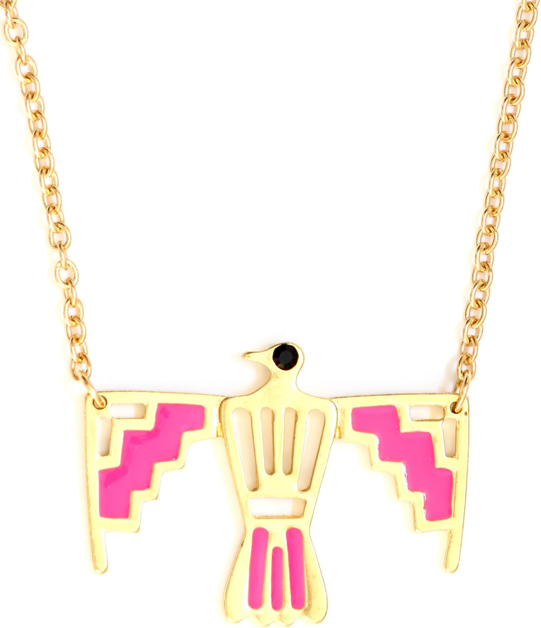 Magic Metal Thunderbird Necklace Gold Tone Southwest NM23 Pink Bird Native Indian Pendant Fashion Jewelry