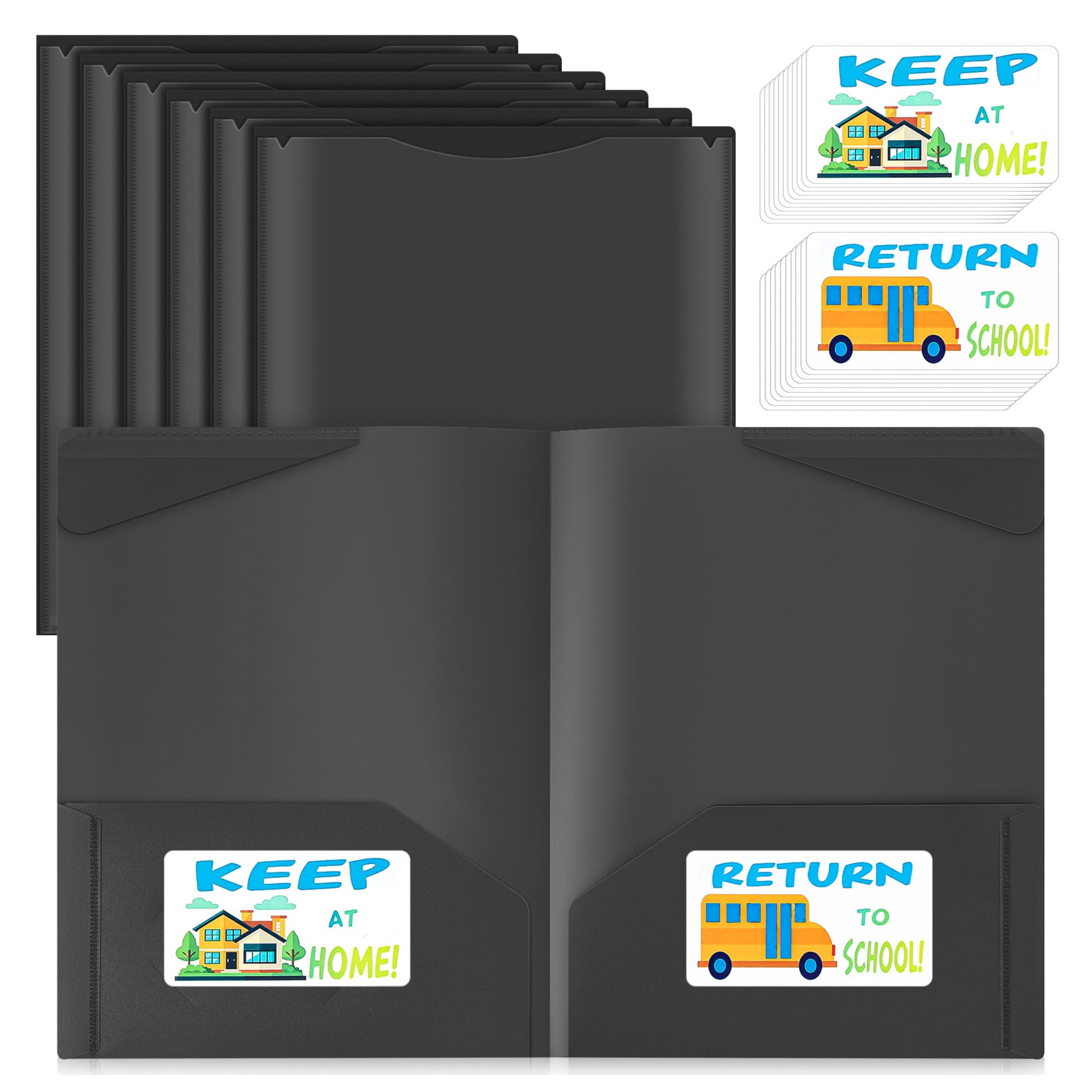 Henoyso 48 Pack Take Home Folders with Clear Front Pocket, Black