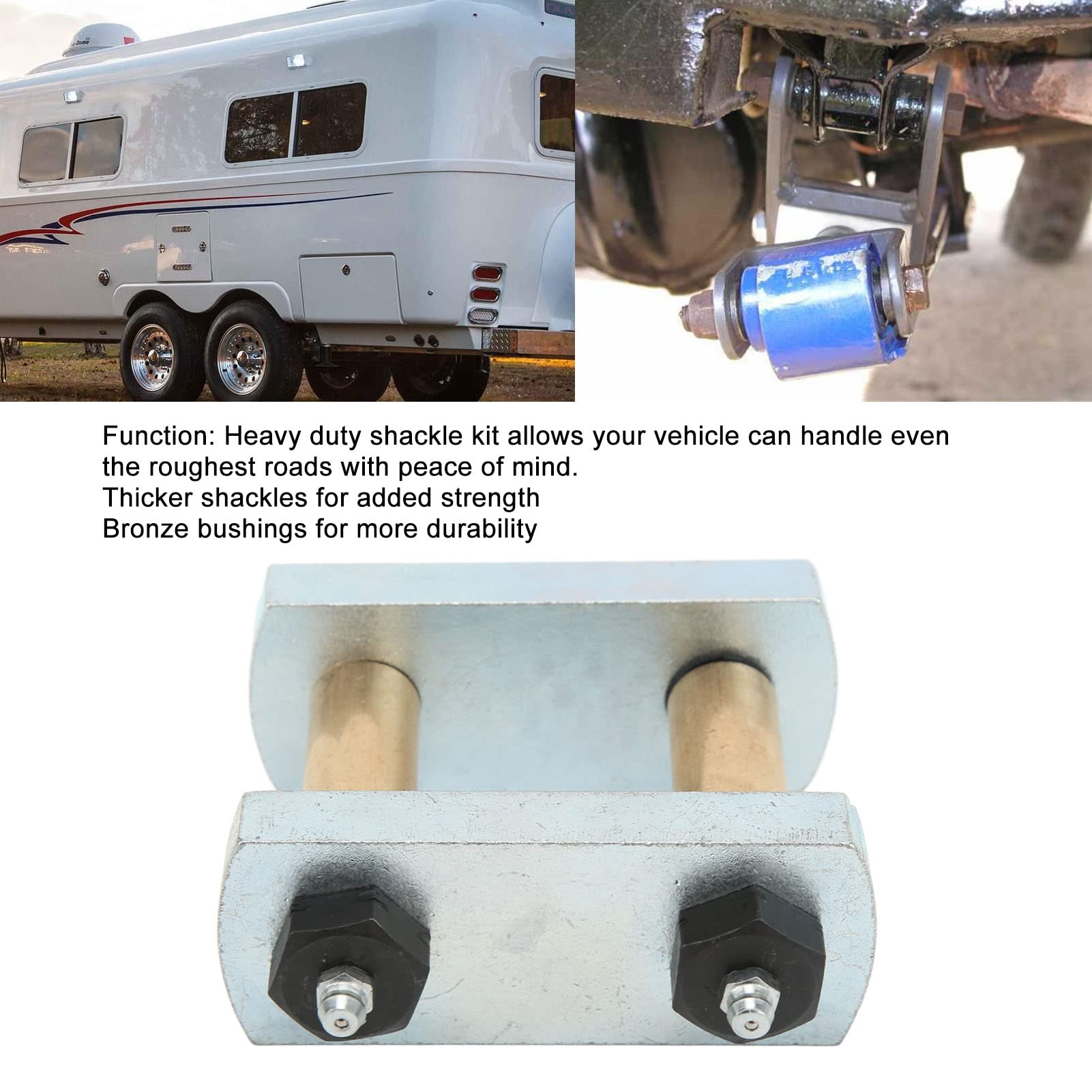 RiToEasysports Kit de Actualización de Grillete de Alta Resistencia, Kit de Grillete de Suspensión de Acero con Pernos Engrasables, Bujes de Bronce de 2,25 Pulgadas para Remolque RV de Eje Tándem
