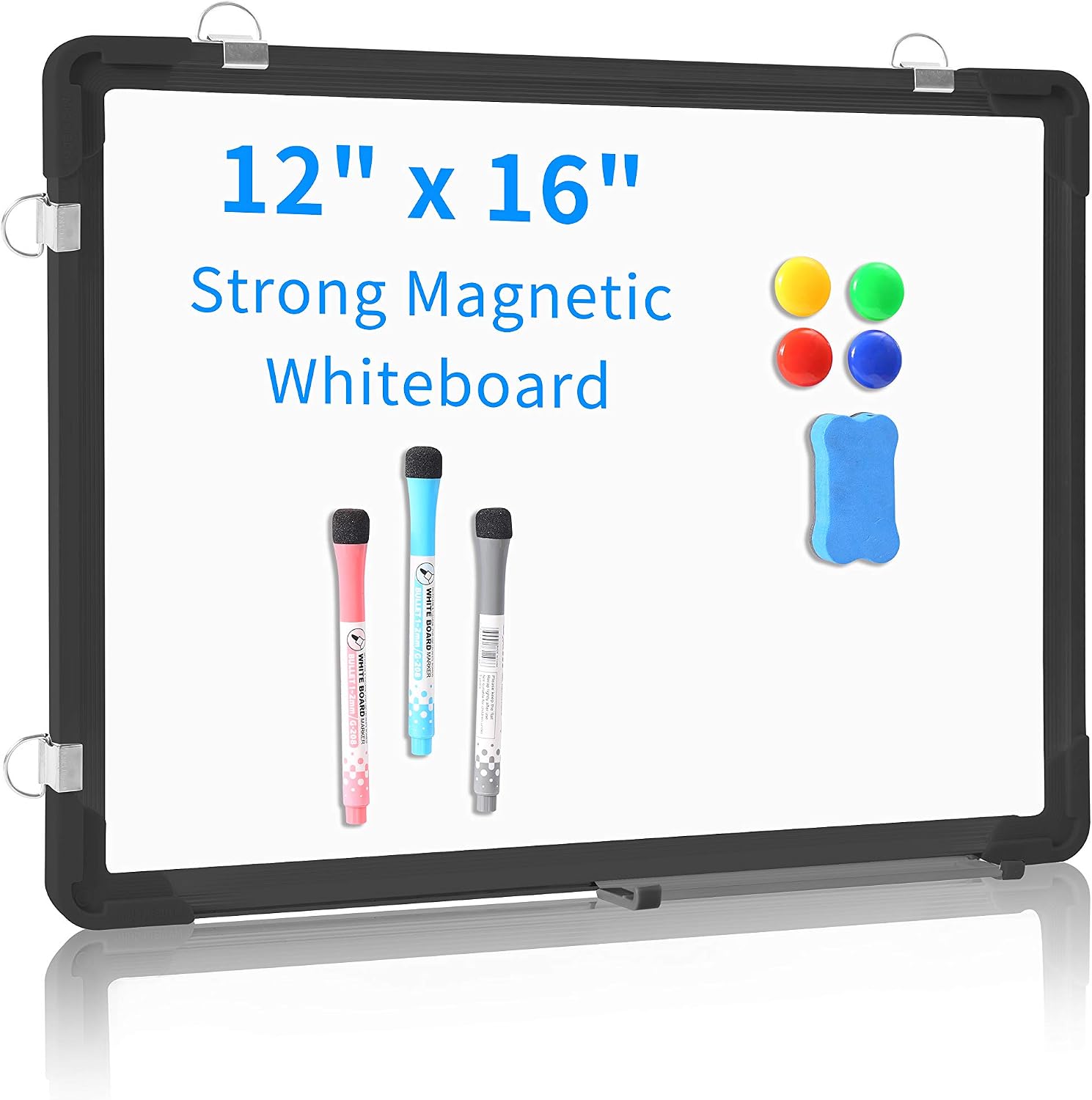 Small White Board Dry Erase Board - 12" x 16" Double Sided Desktop Foldable Magnetic Whiteboard with Markers and Magnets Personal Easel for Kids Drawing Home and Offic