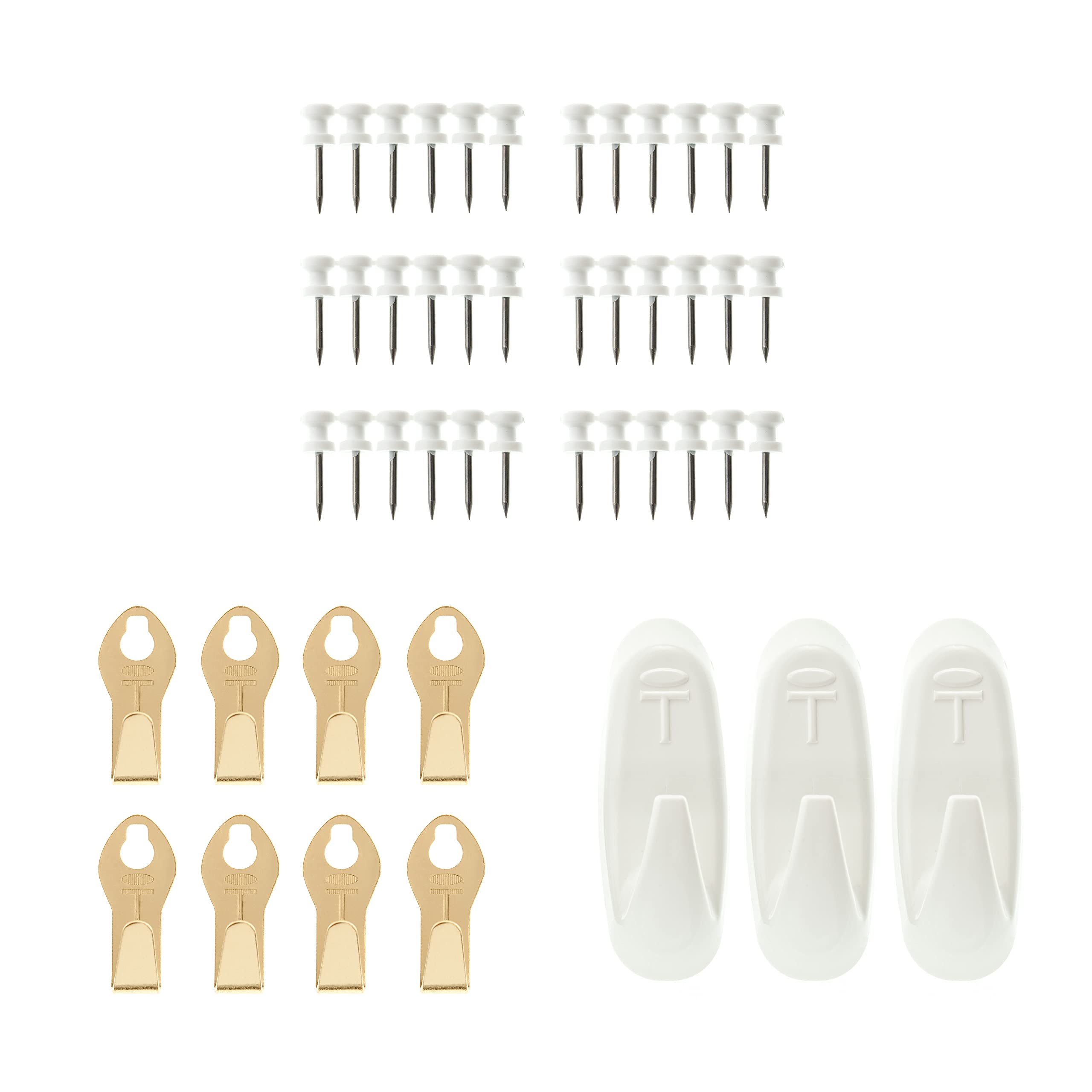Takker Refill Accessory Kit Set - 36 Takker Refills, 8 x Picture Hooks, 3 x Medium Hooks - for Drywall, Plasterboard Wood & Fencing, Hanging Pictures Prints Clocks Kitchen Utensils and Tools