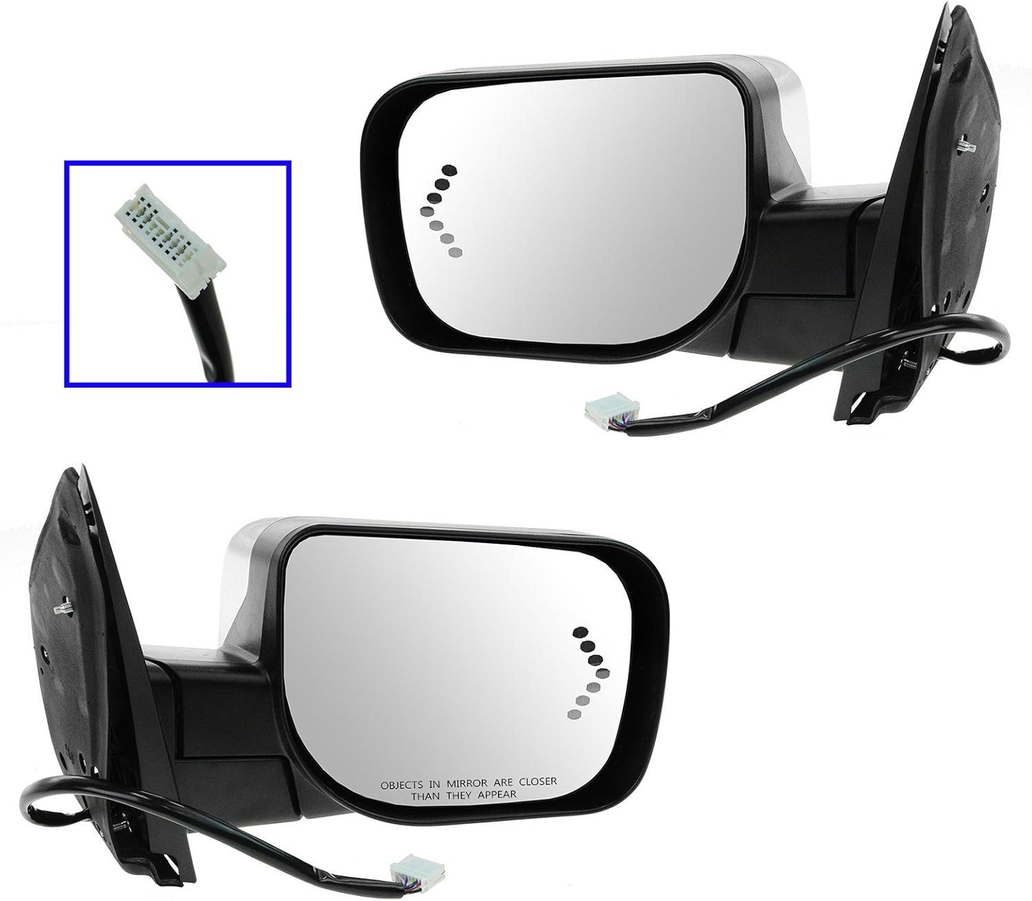 TRQ 2 Piece Driver and Passenger Side Mirror Assembly Set Electric Adjustment Heated Memory Chrome Compatible with 2007 INFINITI QX56 Nissan Armada 2007-2008 TITAN