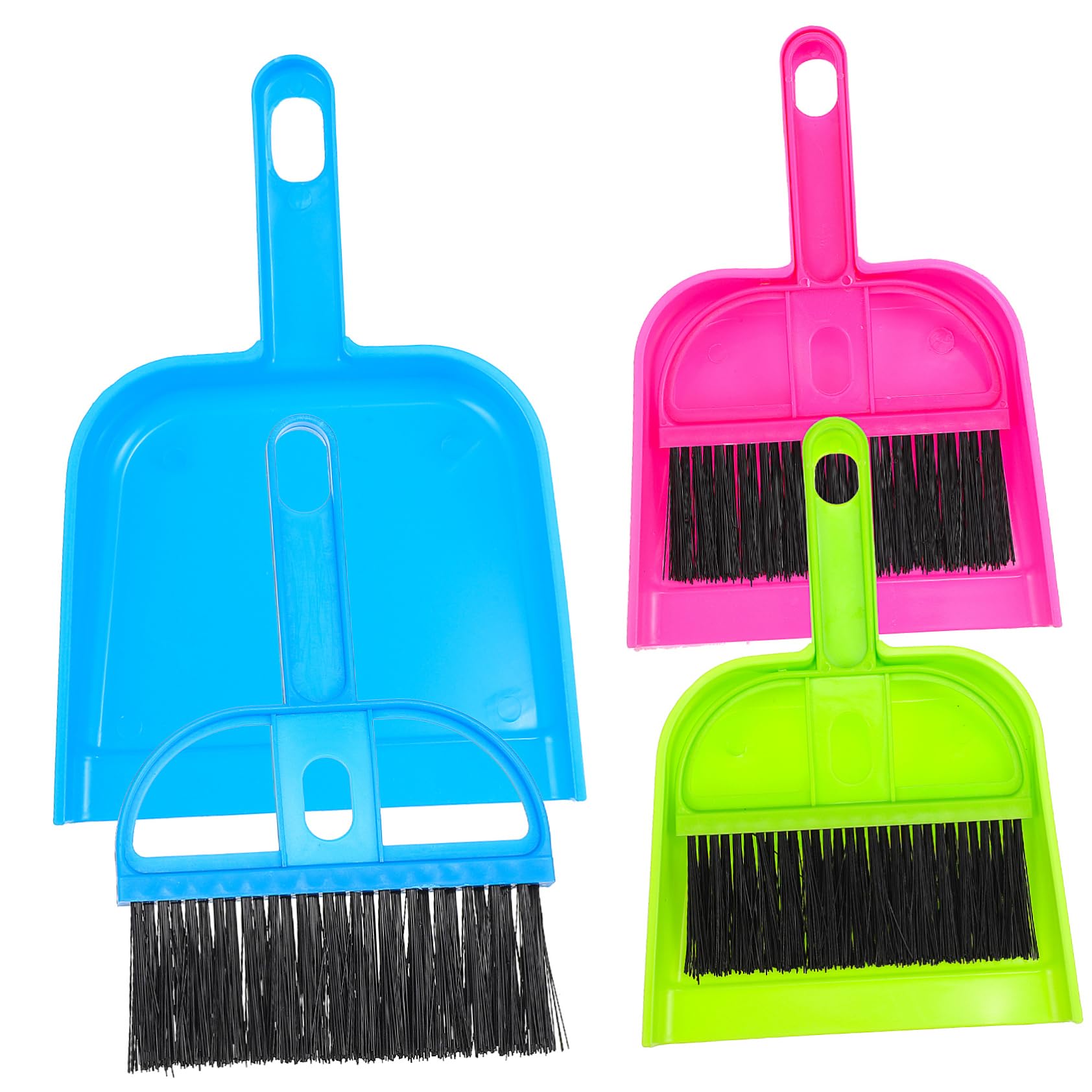 BELLIFFY 3Sets Mini Dustpan and Broom Handheld Sweep Cleaning Tools for Pet Cages Home and Office Compact Design for Narrow Spaces Easy to Hang Versatile Cleaning for Tables