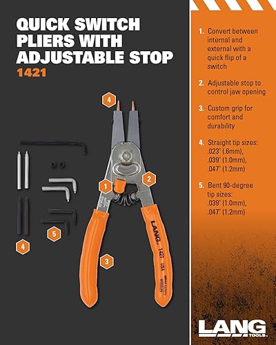 Miniatura 4 de Lang Tools 1421 Alicates de anillo de retención de interruptor rápido internoexterno