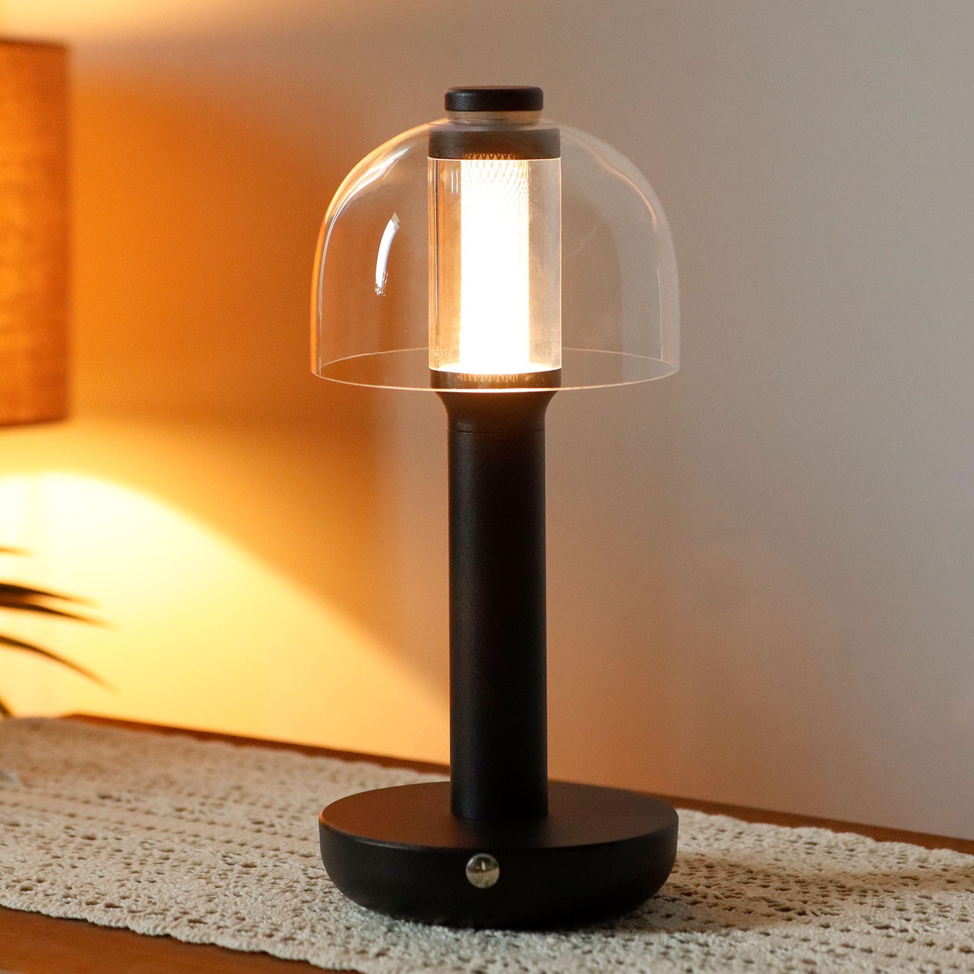 10" H Bedside Table Lamp 3-Color Light Dimmable Nightstand Lamp with Glass Shade Touch Control Table Lamp for Restaurant Hotel Bar Bedroom Living Room Indoors Outdoors
