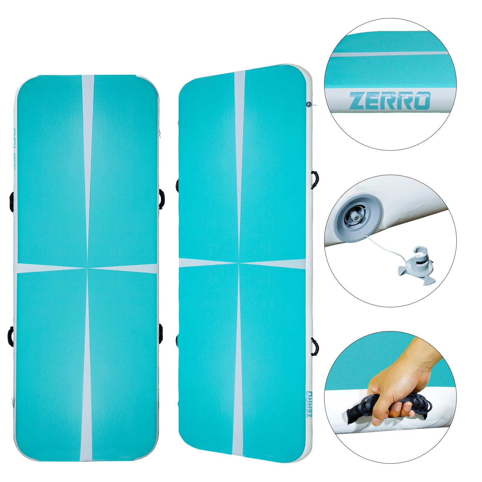CCLIFE Air Track Tappetino Ginnastica Artistica 1/3/4/5m 10/20cm Air Roller Air Barrel con Borsa il Trasporto Pompa aria Casa Yoga Palestra Formazione Cheerleading Φ60/Φ90 Blu-verde/Verde/Blu/Rosa