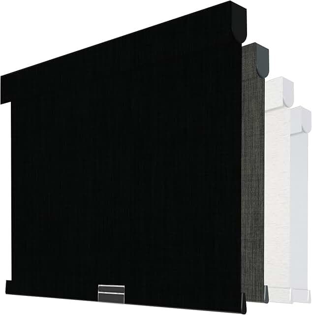 Boolegon Cordless Blackout Roller Shades for Windows, Free-Stop Linen Sh...