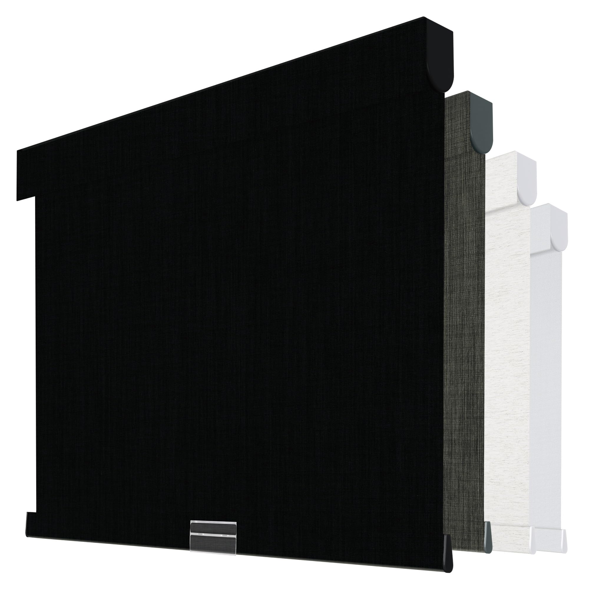 Boolegon Cordless Blackout Roller Shades for Windows, Free-Stop Linen Shades with Valance, Thermal Insulated Fabric, UV Protection Roller Blinds for Home, Office (Black, Custom Size)