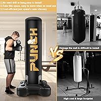 Vista 6 de Bolsa de boxeo pesada con soporte para adultos y adolescentes, bolsa de boxeo inflable independiente con guantes, set de kickboxing y boxeo