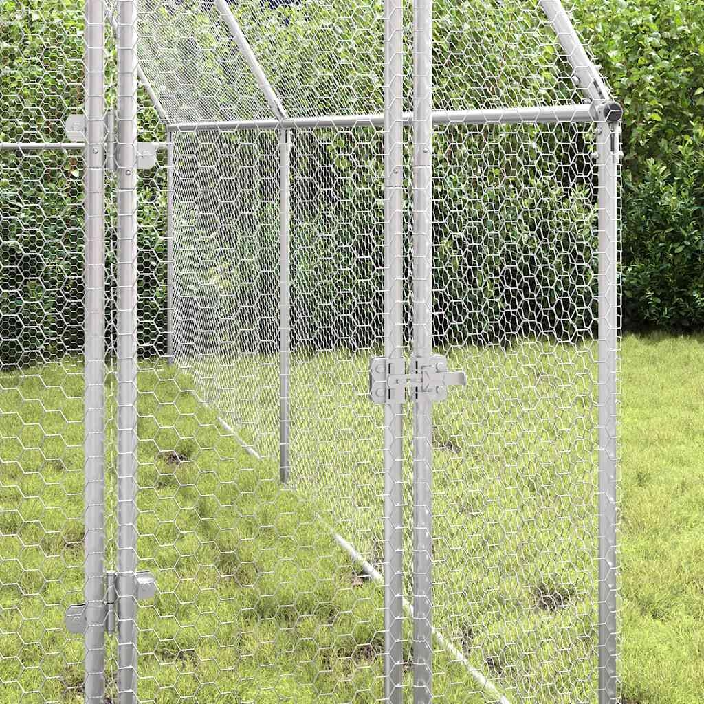 Jaula para pollos, de acero galvanizado, 400 x 100 x 190 cm | Gran recinto para gallinas de jardín con puerta con cerradura para gallinas y animales pequeños.