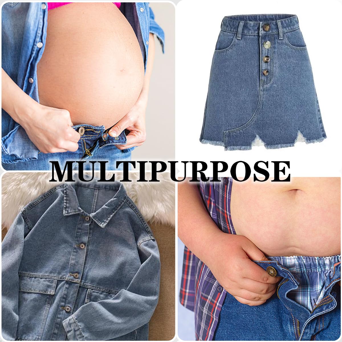 Richunie 12 Prolunghe Elastiche Per Pantaloni - Allunga Vita In Metallo E Silicone - Per Jeans E Gonne