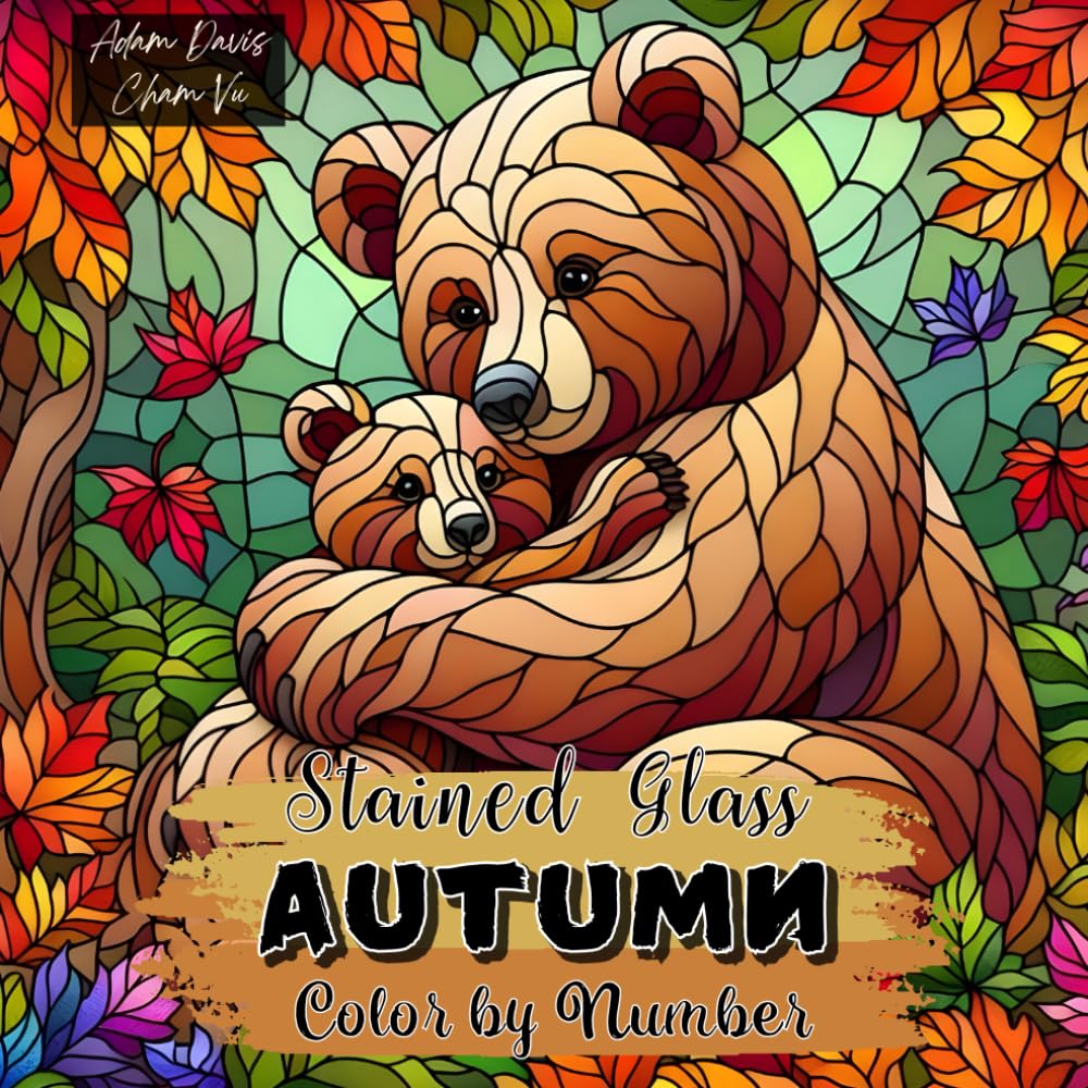 Stained Glass Autumn Color by Number for Adults: 30 Designs for Relaxation and Stress Relief