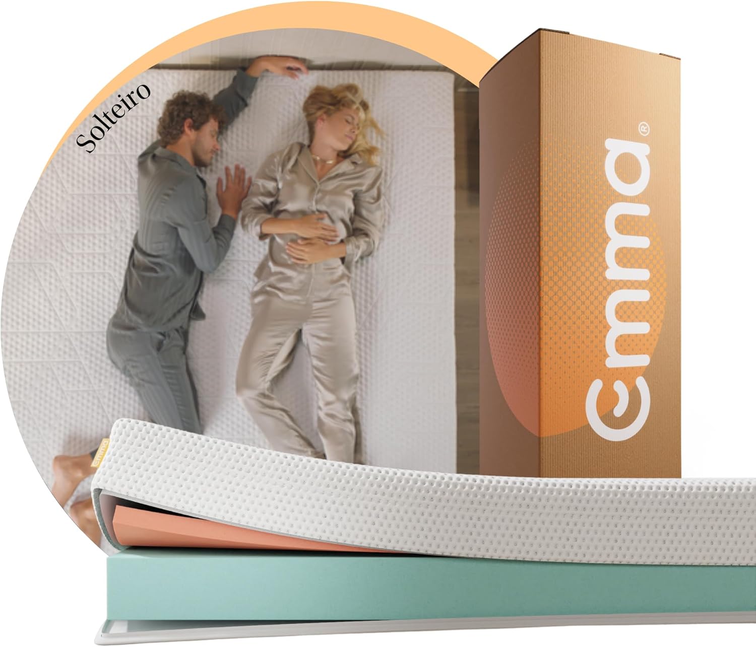 Emma Colchão Solteiro One Light - 88x188x18cm, Colchão de Espuma com 2 Camadas, Firmeza Ideal, Suporte Corporal, Conforto e Frescor, 100 Noites de Teste, 10 Anos de Garantia