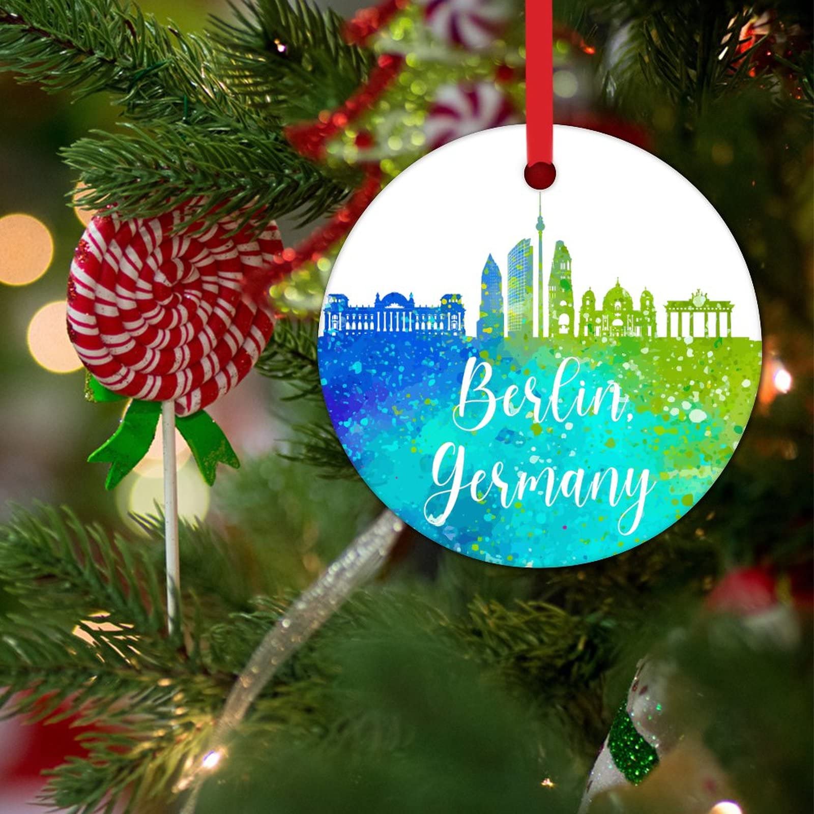 Amazon.de: Deutschland Berlin Skyline Weihnachtsbaum Ornament Deutschland  Berlin Aquarell Kunst Weihnachten Ornament 2022 Bunte Stadtlandschaft  Neuheit Kreis Keramik Weihnachtsschmuck Geschenk