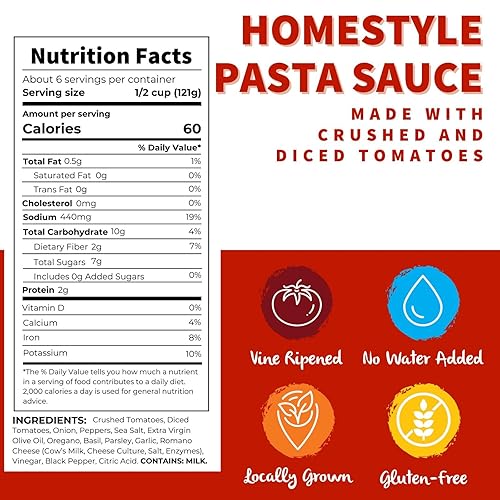 Miniatura 2 de Dei Fratelli Salsa para pasta Homestyle (24 onzas, frascos, paquete de 8)  Madurada en vid  Sin agua añadida, sin pasta  Sin OMG, sin gluten  Receta