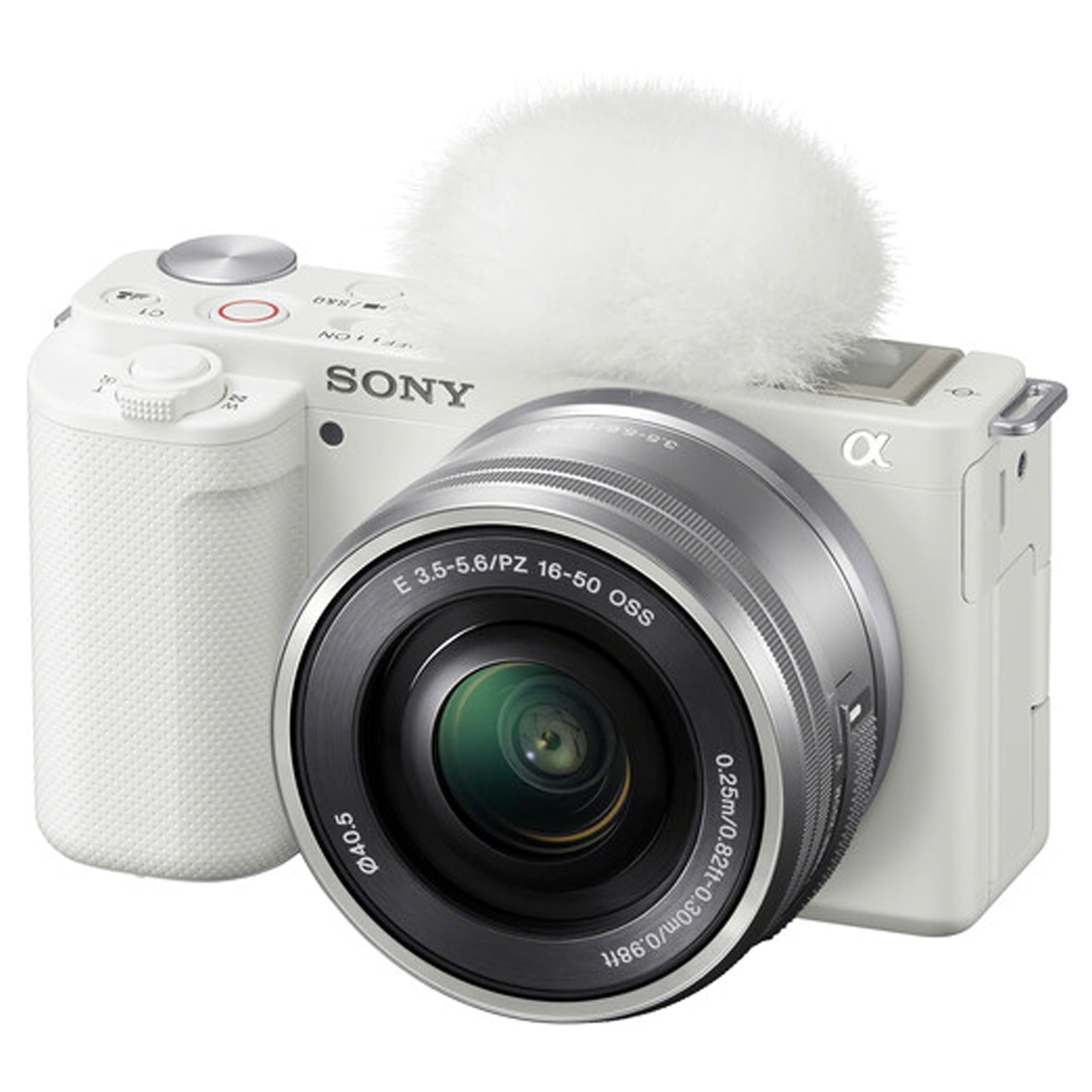 Sony ZV-E10 Mirrorless Camera with 16-50mm Lens, 128GB Extreem Speed Memory,.43 Wide Angle & 2X Lenses, Case, Tripod, Filters,Spare Battery & Charger, Editing Software Kit -Deluxe Bundle (White)