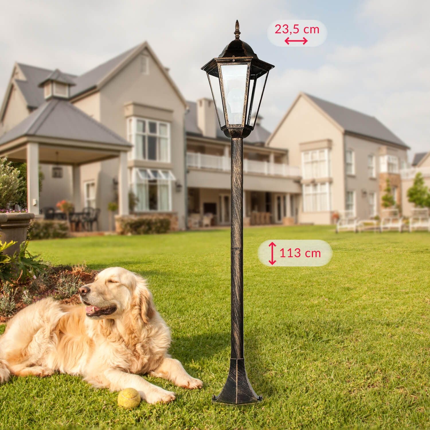 Easylight Lampione da esterno Bristol II vintage stile rustico bronzo anticato, 113 cm, impermeabile IP44, E27 per viale di ingresso, portone e terrazzo