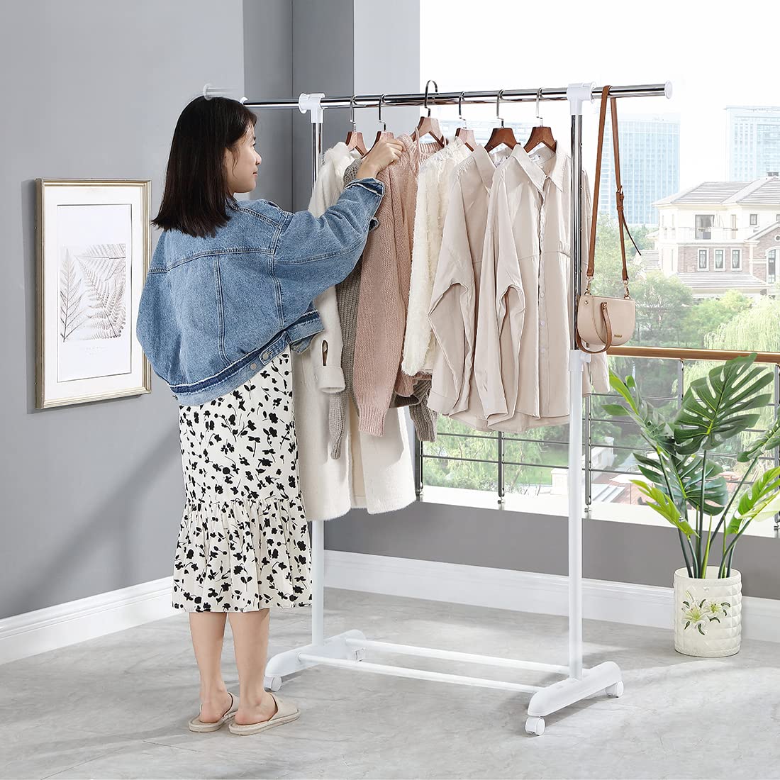 Leaflai Clothes Rails for Bedroom, Adjustable Clothes Rack for Hanging