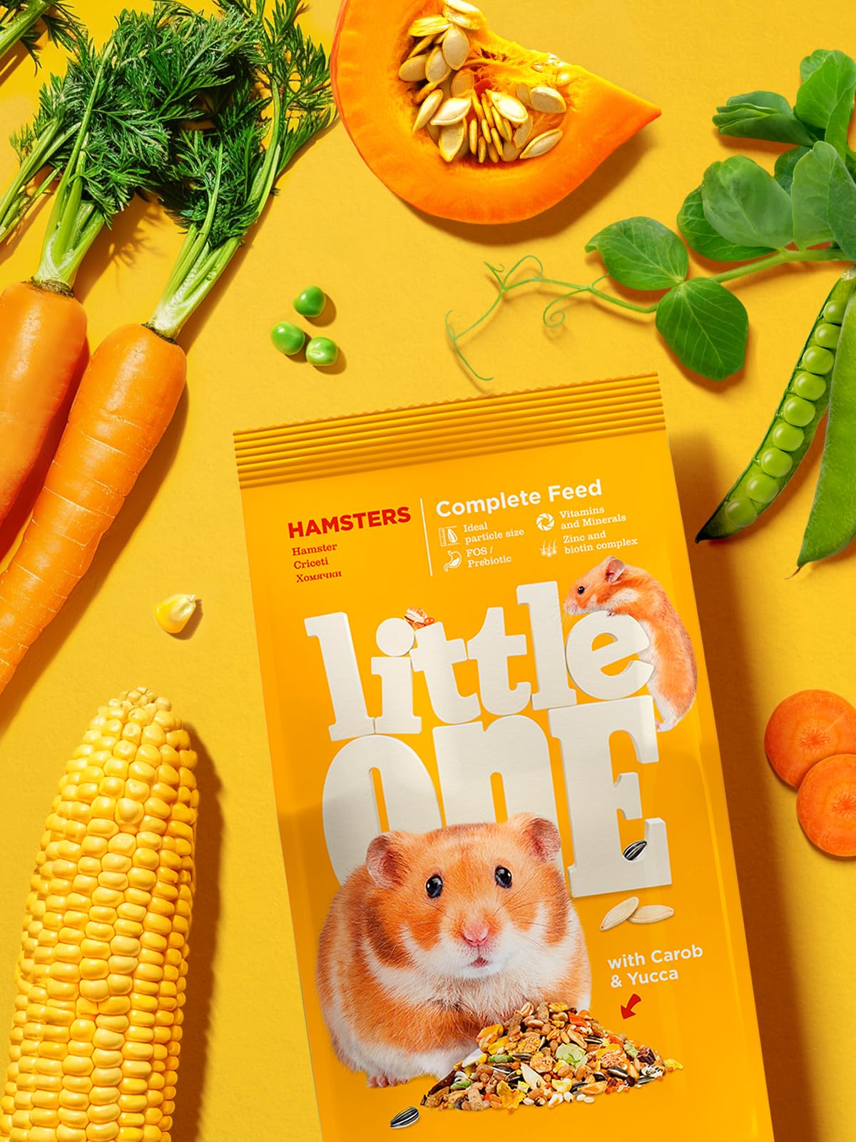 Little One Comida Completa para Hámster | 400 g | Composición Equilibrada | con Trigo, Mijo Rojo, Cebada, Copos de Maíz, Semillas de Calabaza | Alta Nutrición y Digestibilidad