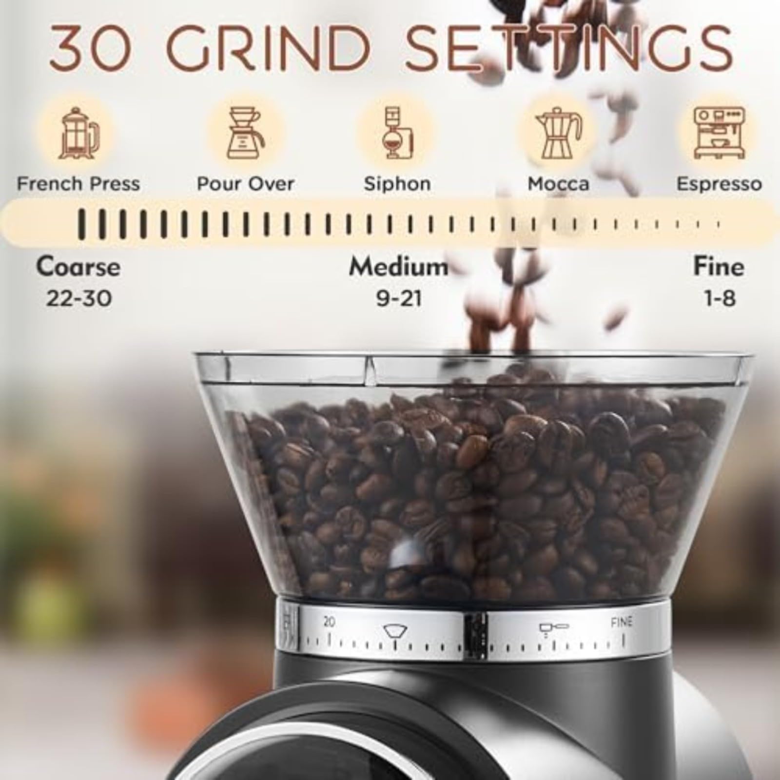 Elektrische Kaffeemühle Mit 30 Stufen & Touchscreen | Solider Werkstoff Wird An Der Brühstation Eingesetzt, Verbessert Den Arbeitsablauf Und Erleichtert Saubere Ergebnisse.