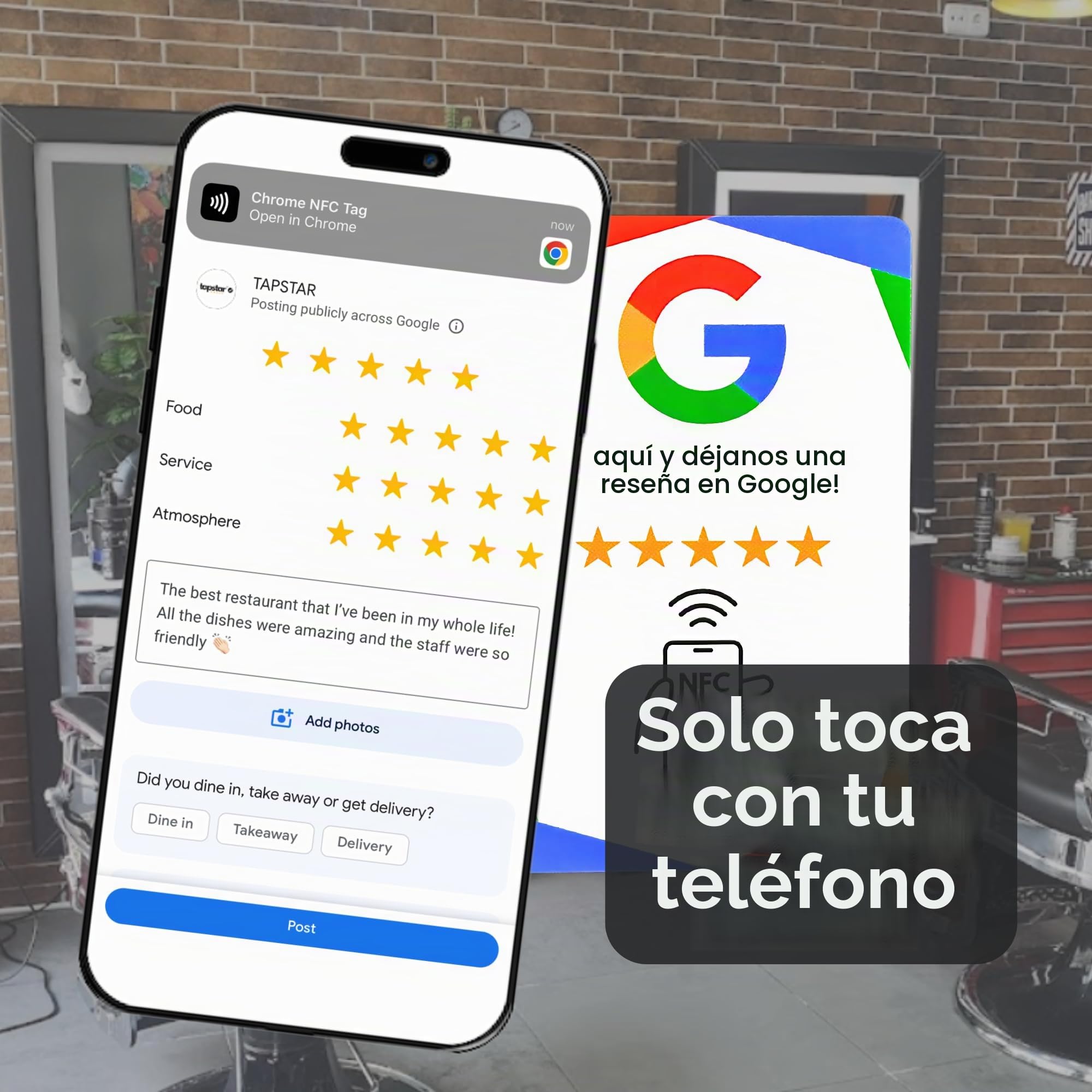 Tarjeta NFC QR Reseñas Google - Tecnología Avanzada Aumentar Opiniones Google - Compatible con Android & iPhone - Configuración Rápida con Web App - Impermeable y Sin Suscripciones (Inglés)