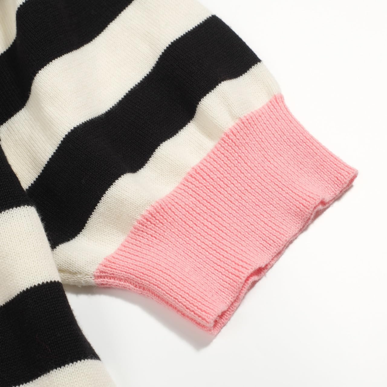 OXKNIT Women's Knit Polo Shirts Short Sleeve, 1960s Mod Style Vintage Stripes Black Casual Tops with Quarter Button - Image 4