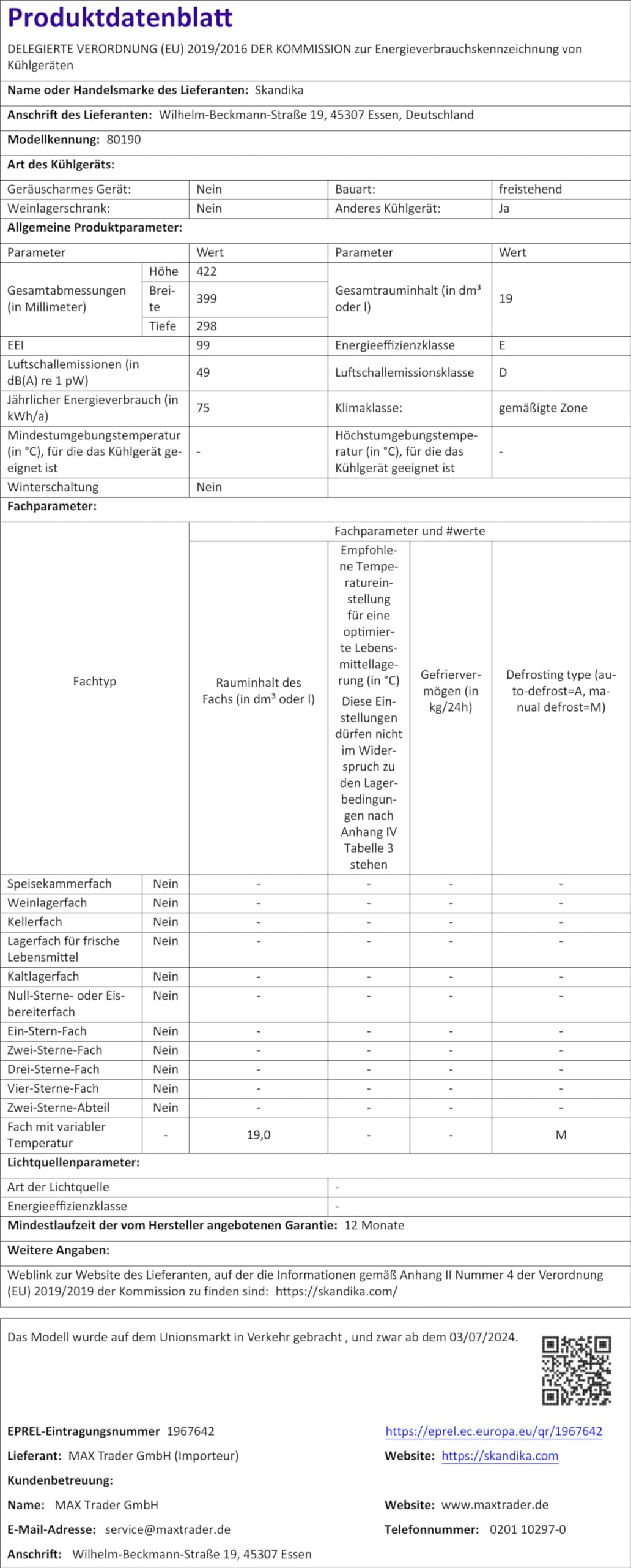 Skandika Lodówka turystyczna Leira 19 l, elektryczna lodówka turystyczna do samochodu i gniazdka, 12 V, 220-240 V, funkcja chłodzenia i utrzymania ciepła, lodówka, przenośny termobox | lodówka