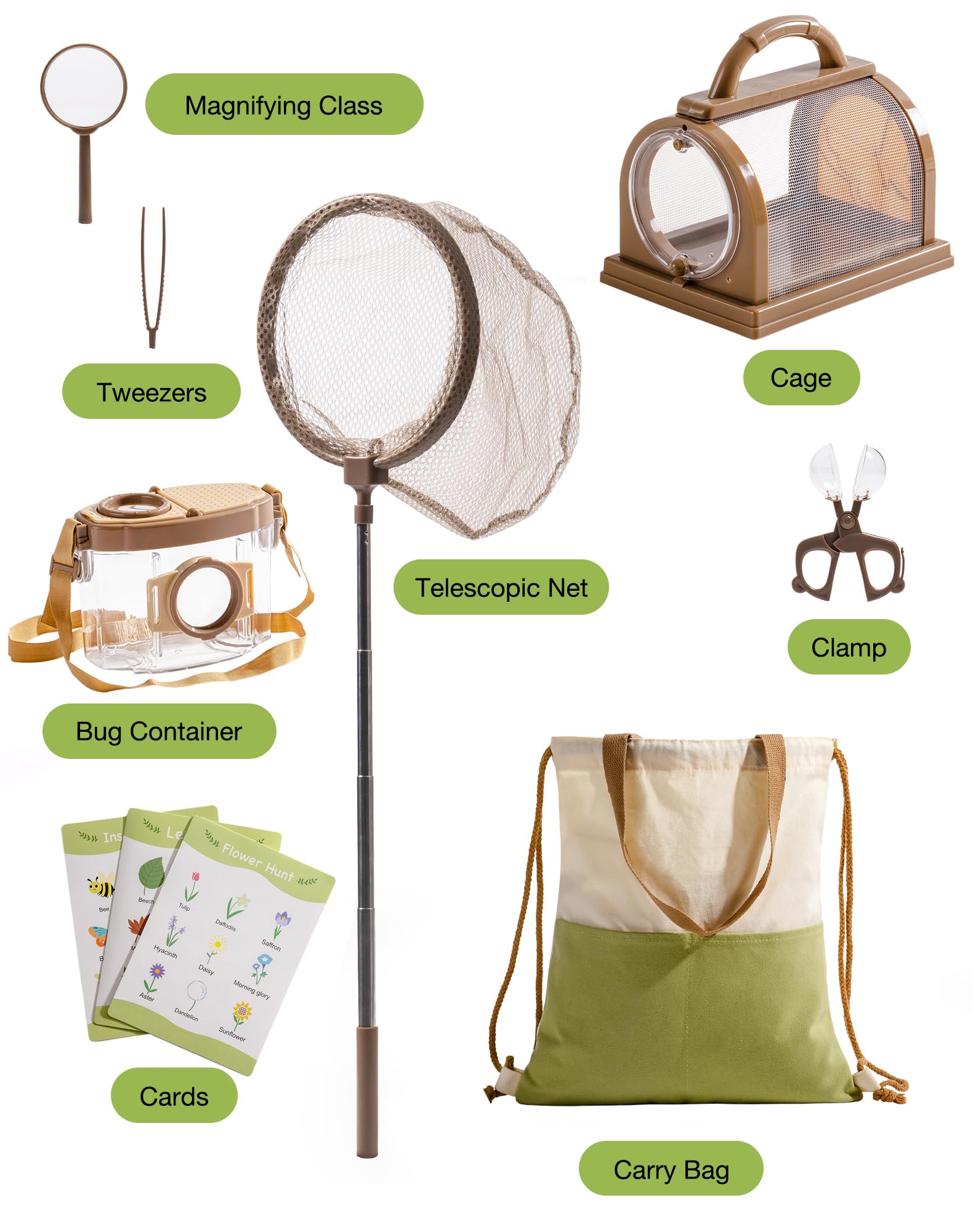 ROBOTIME Kids Explore Kit & Bug Catcher Kit, edukacyjny sprzęt kempingowy dla dzieci, zestaw do eksploracji na świeżym powietrzu, zabawka przygodowa, prezent dla chłopców i dziewczynek w wieku 3-12