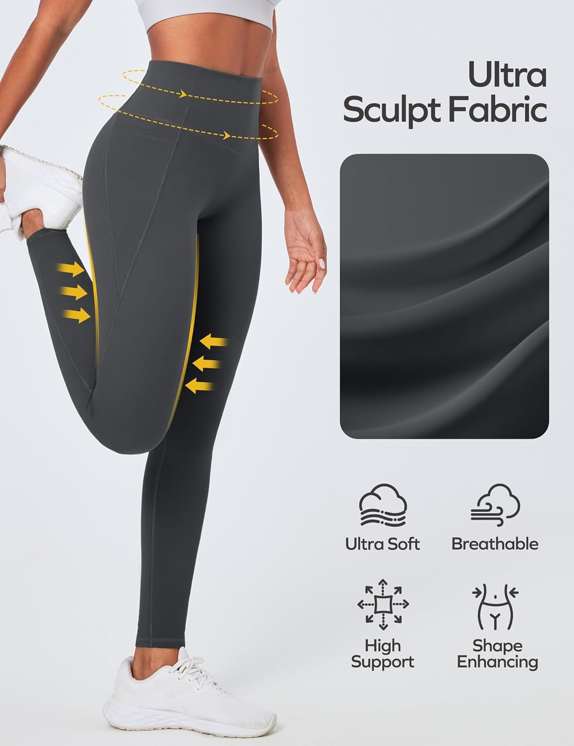 Ewedoos Compression Leggings with Pockets for Women Tummy Control Leggings No Front Seam Workout High Waisted Yoga Pants Gym - Image 4