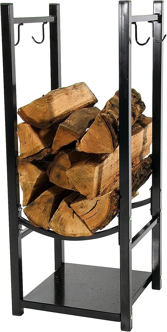 Sunnydaze Outdoor Firewood Log Rack with Tool Holder Hooks