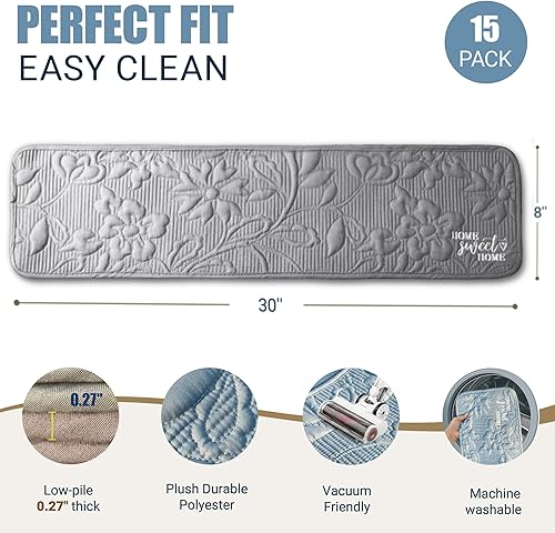 Miniatura 2 de Alfombras para peldaños de madera para interiores, alfombras para niños y mascotas, 8 x 30 pulgadas (paquete de 15 unidades), tapetes con respaldo
